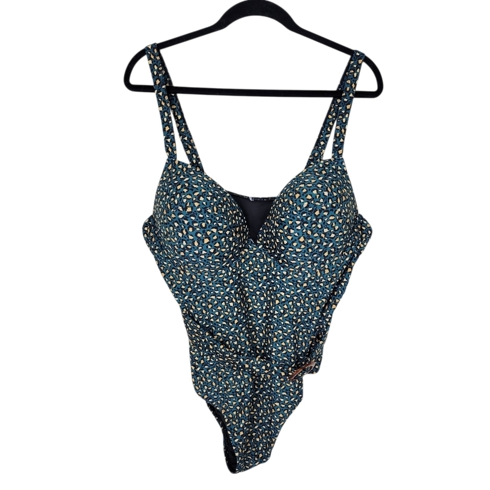 Cupshe One Piece Swimsuit Size 4X Leopard Print O Ring Belt Molded Cups New - Picture 2 of 8